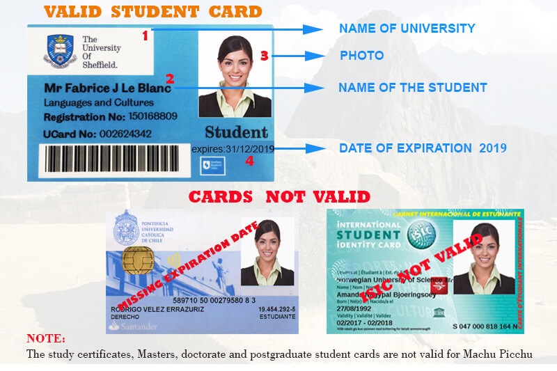 University ID Card Machu Picchu University id card valid to reserve the ticket Machu Picchu