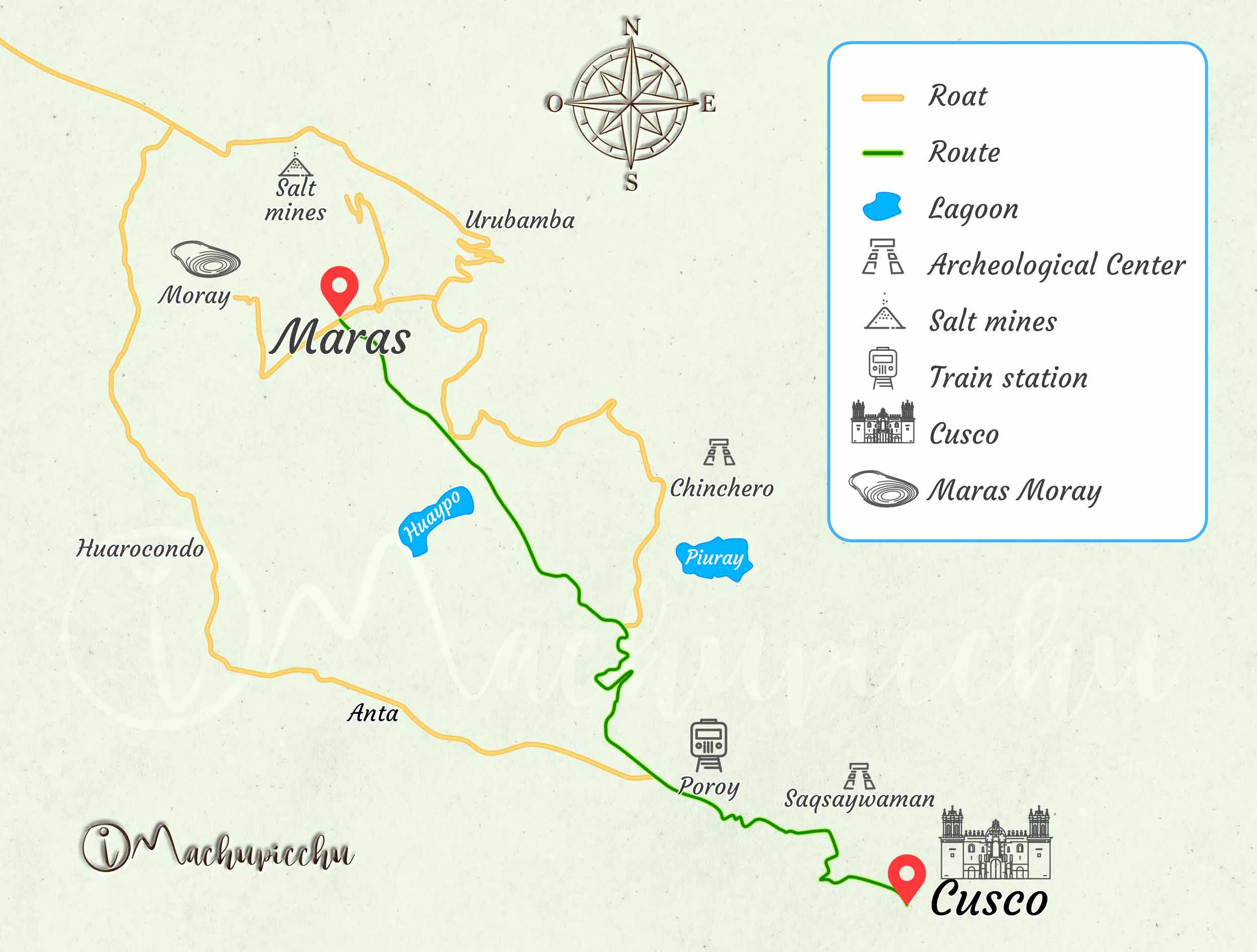 Map to get to the town of Maras