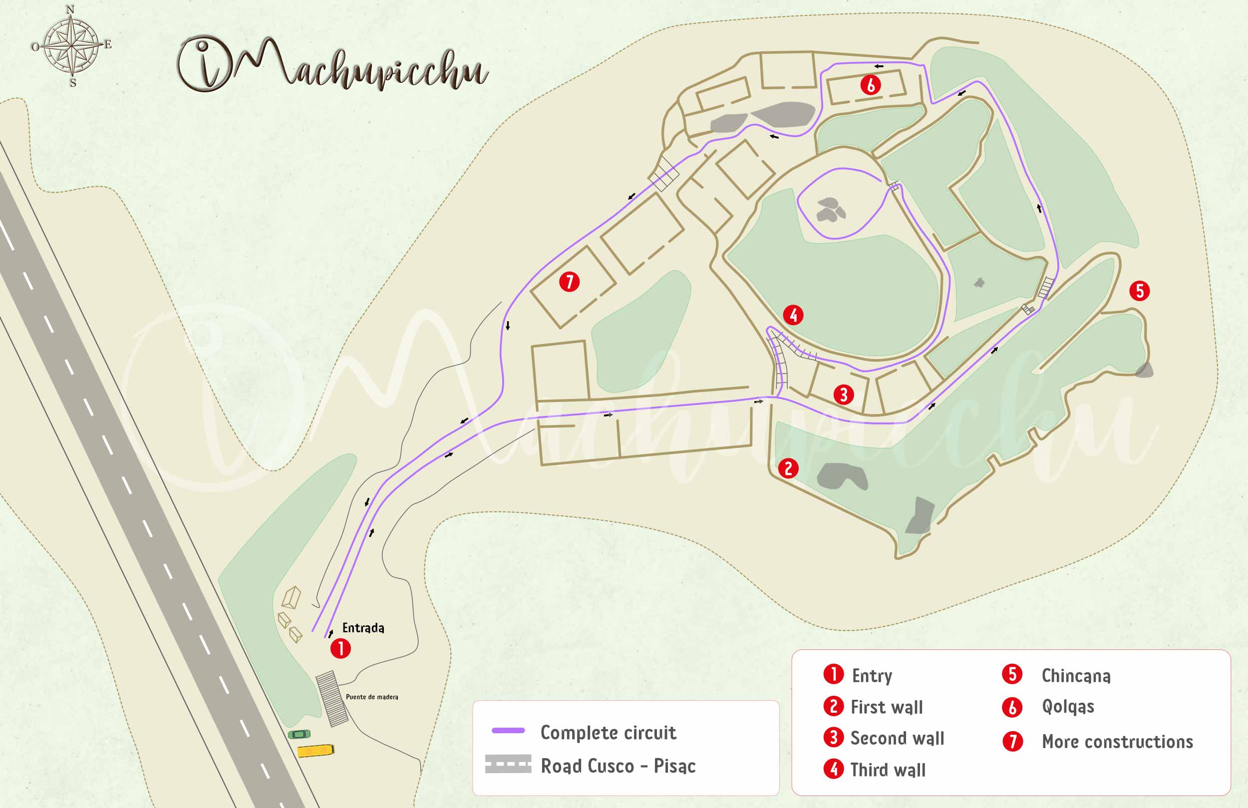 Map of the archaeological site of Puca Pucára