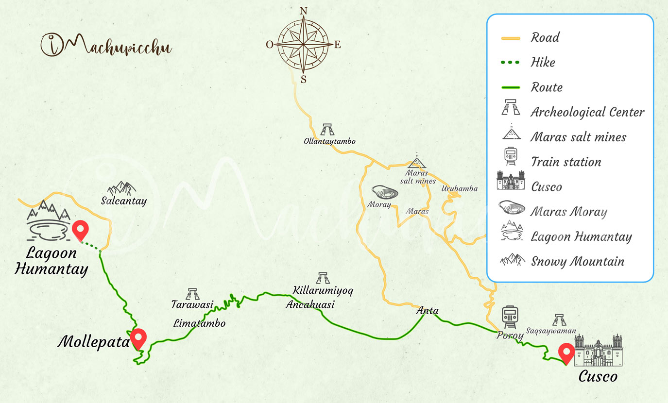 Map to get to the humantay lagoon