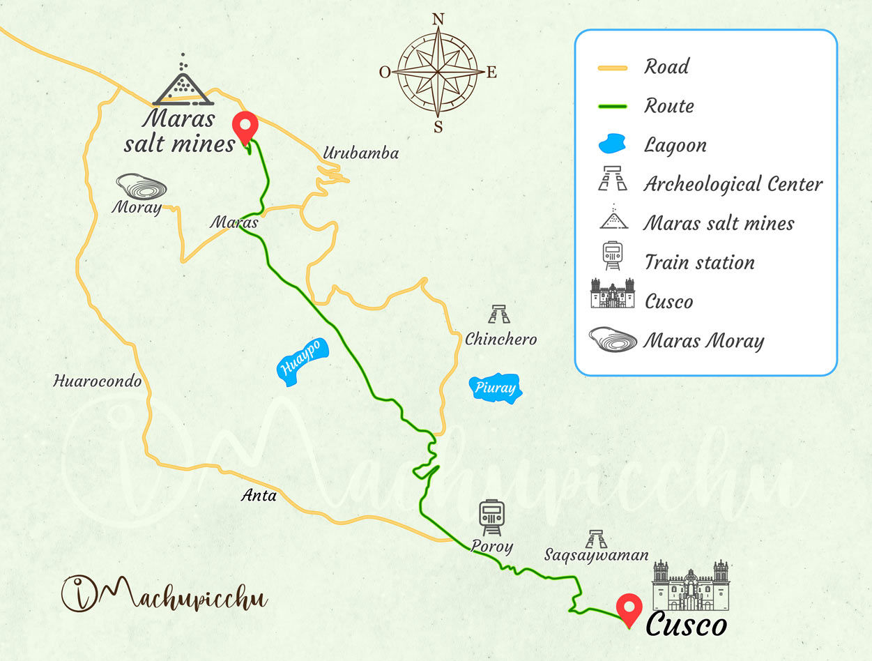 Map of the Salineras de Maras