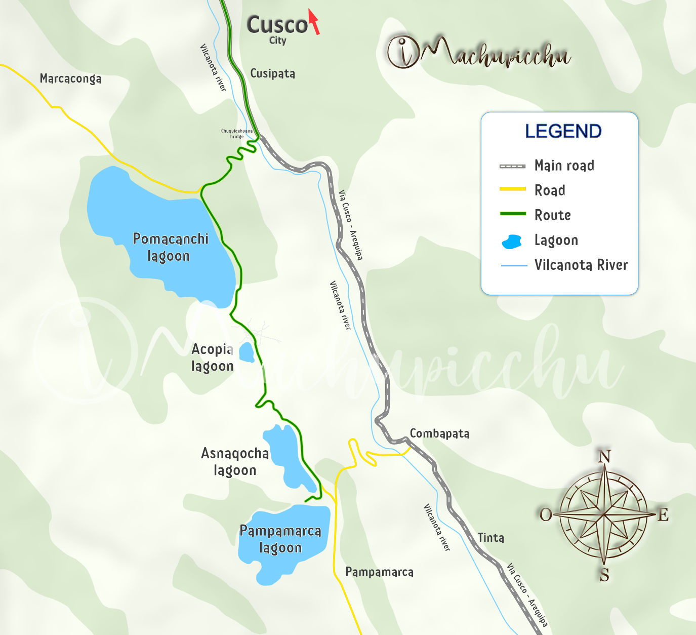 Map 4 lagoons Cusco