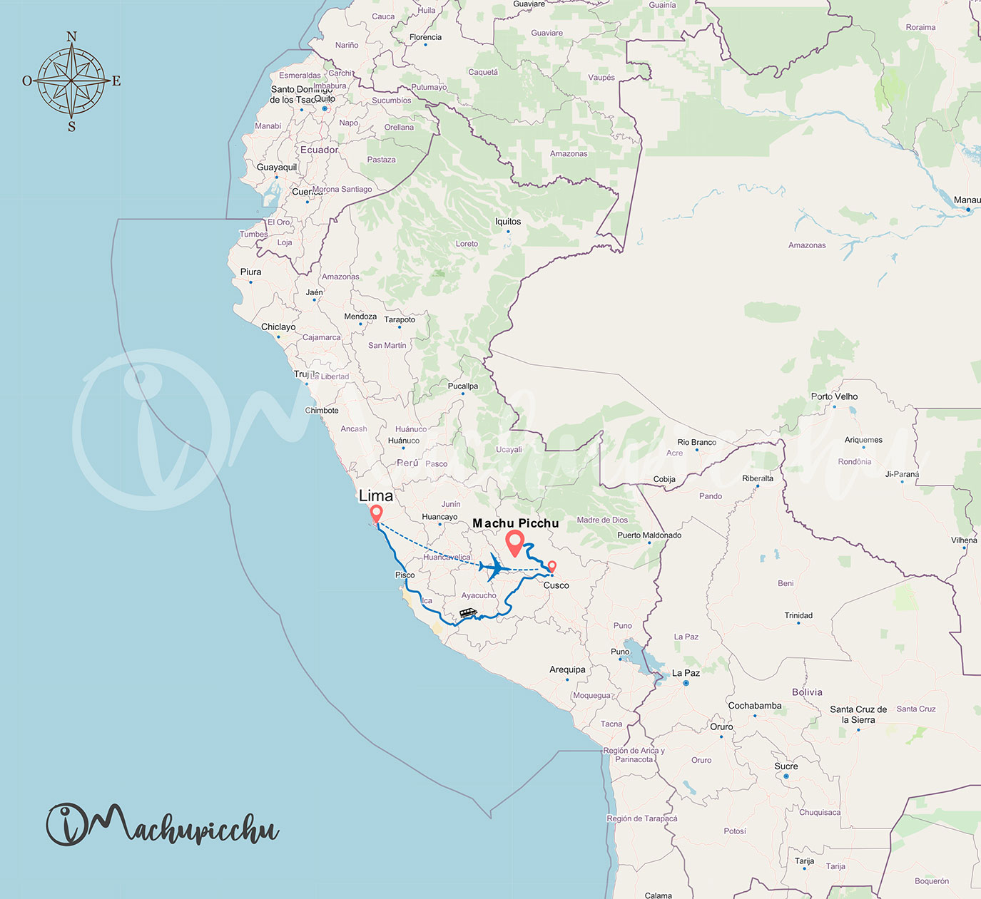 Map Lima to Machu Picchu