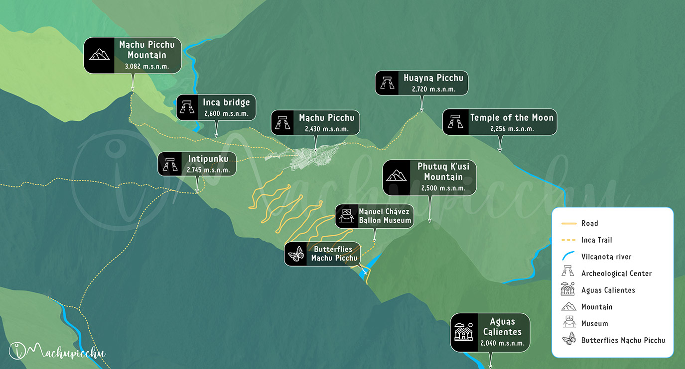 Map of altitudes Machu Picchu