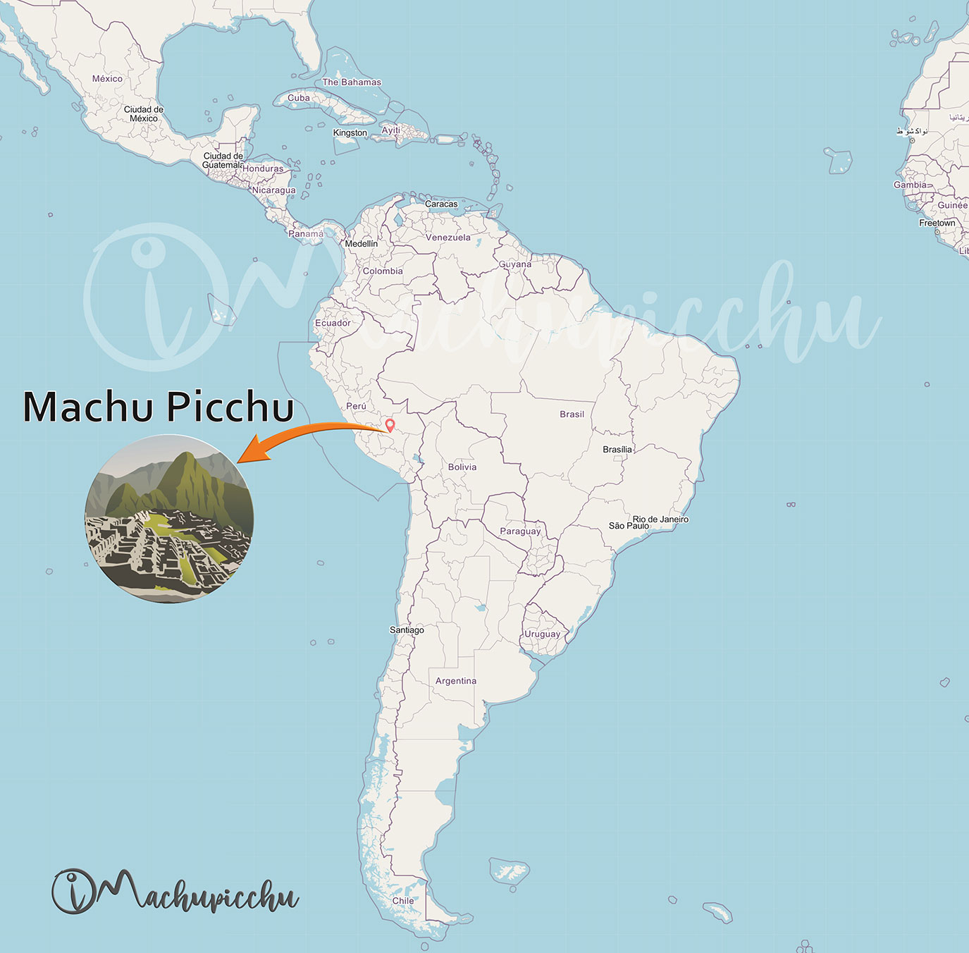 Machu Picchu location in South America