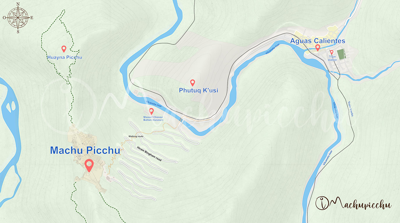 Location of Machu Picchu in Aguas Calientes