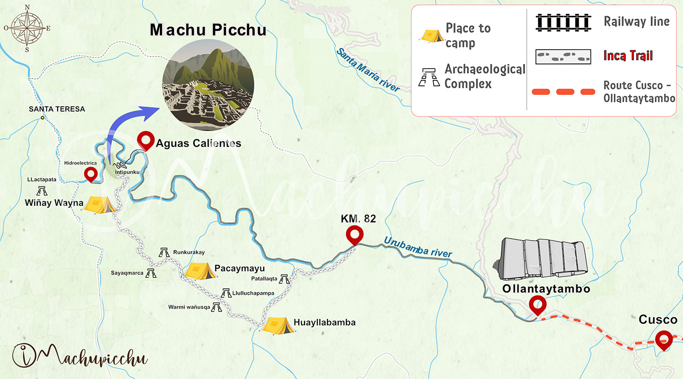 Map of the Inca Trail to Machu Picchu