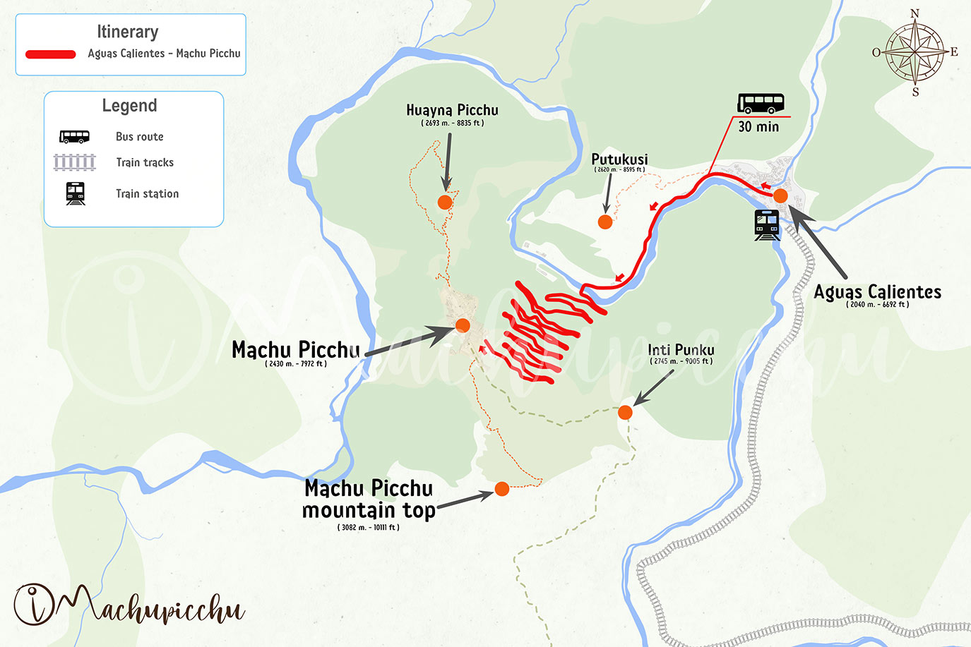 Map Aguas Calientes - Machu Picchu