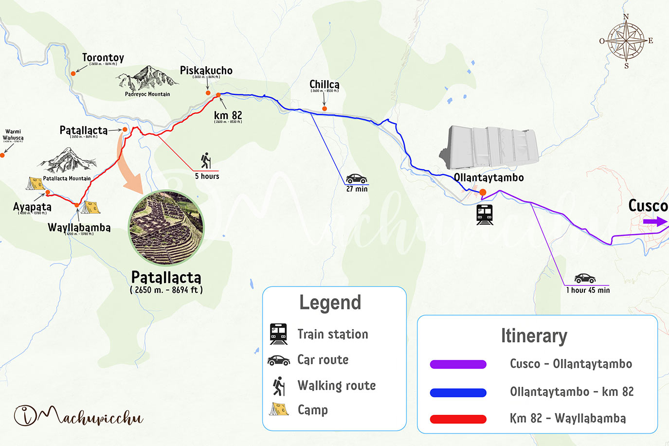 Map Inca Trail day 1