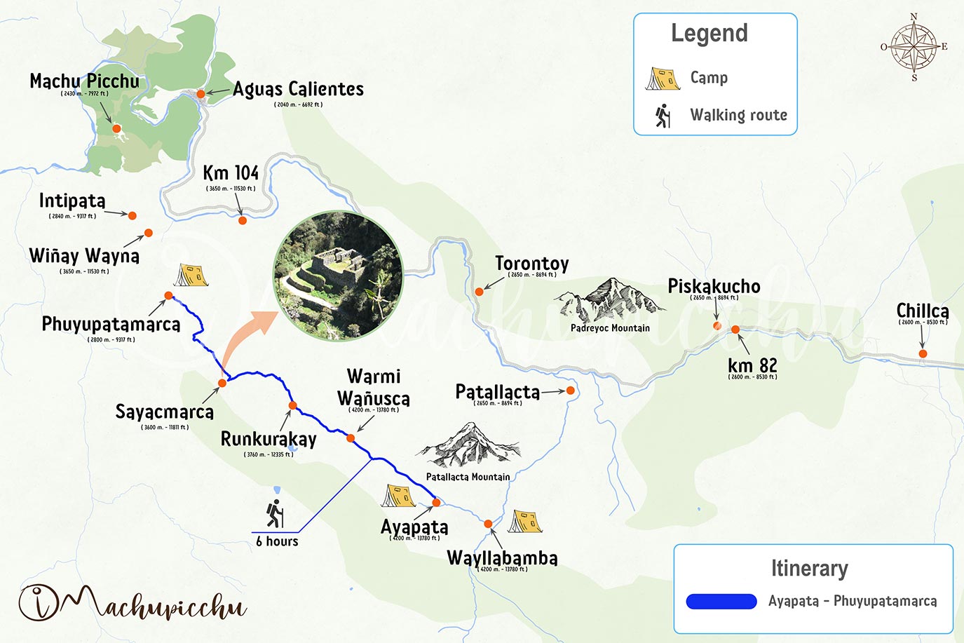 Map Inca Trail day 2
