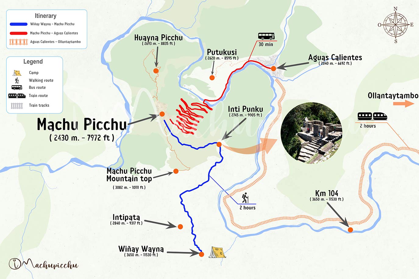 Map Inca Trail day 4