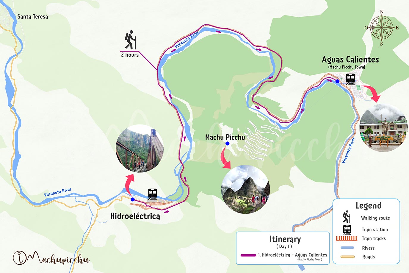 Hydroelectric route map - Aguas Calientes