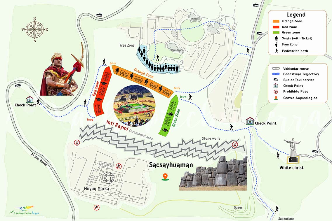 Map of Inti Raymi areas