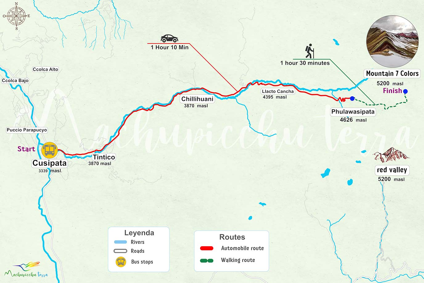 Map to get to Vinincunca