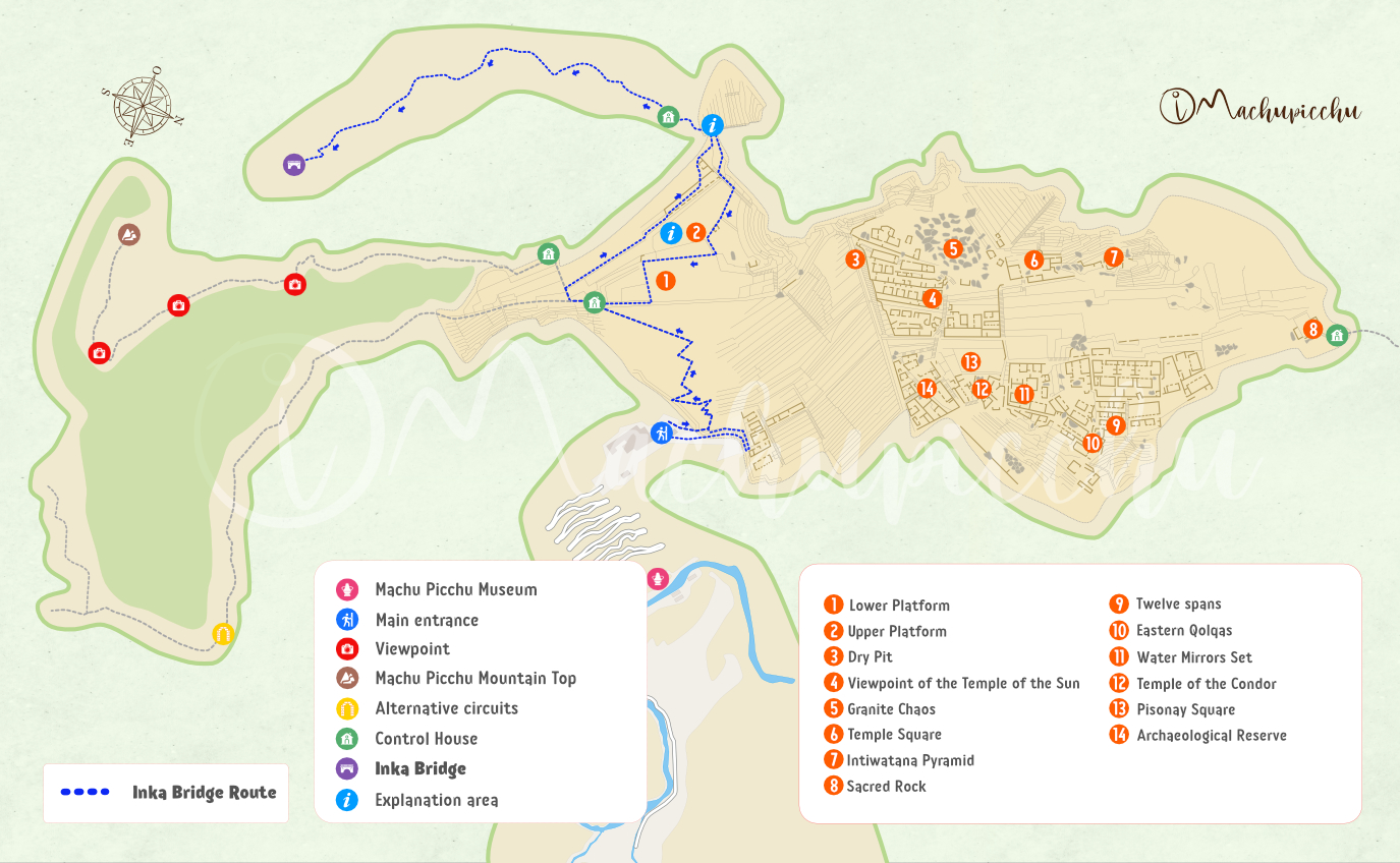 Map to get to Machu Picchu Inca Bridge