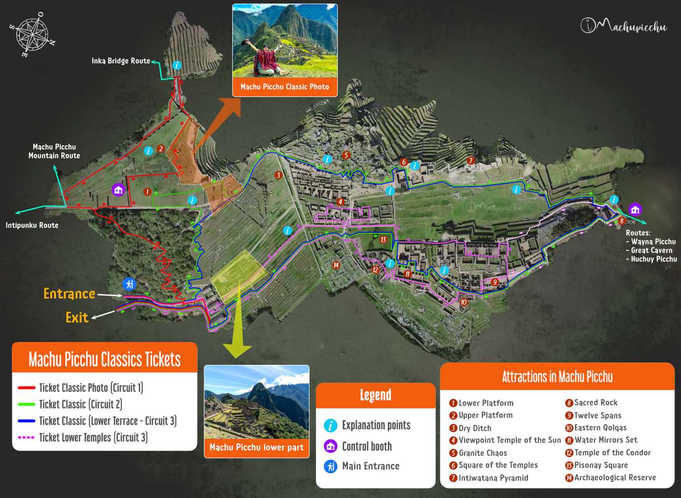 Machu Picchu Classic Tickets Map